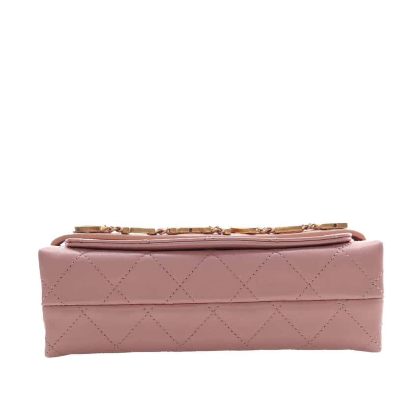 Chanel Small Quilted Calfskin Enchained Flap Pink Leather Very good condition - Box View