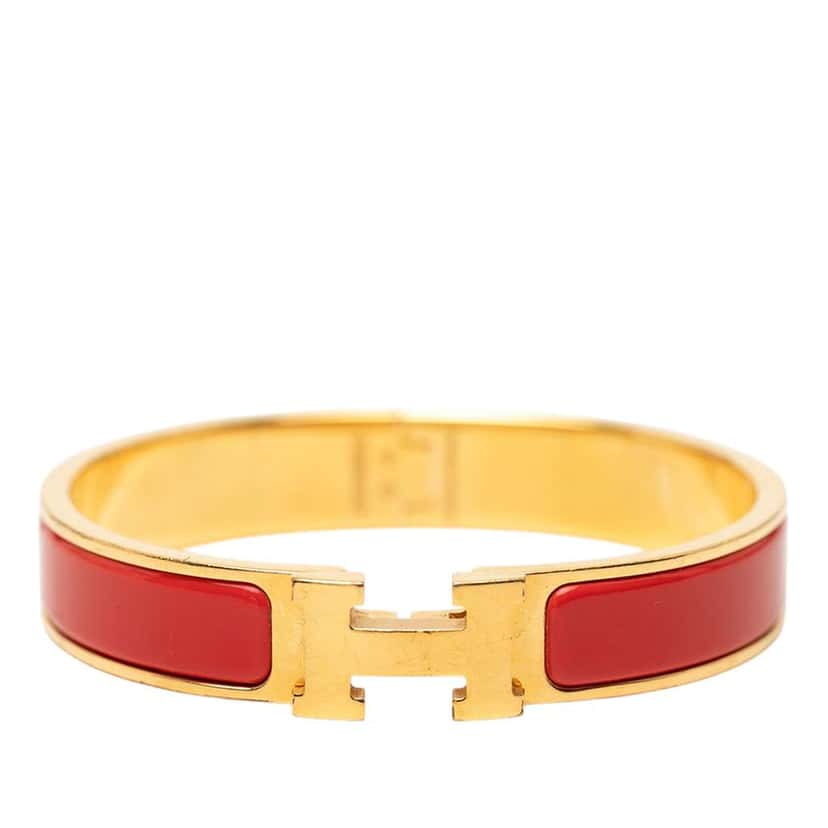 Hermès Narrow Enamel Clic H Bracelet PM Red Very good condition - Front View