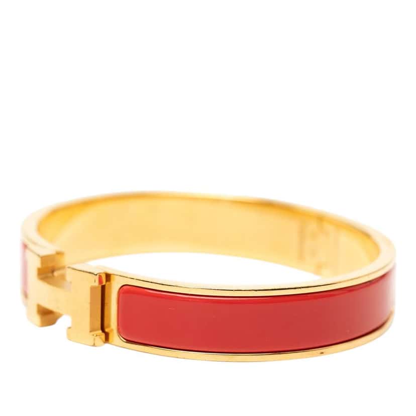 Hermès Narrow Enamel Clic H Bracelet PM Red Very good condition - Back View
