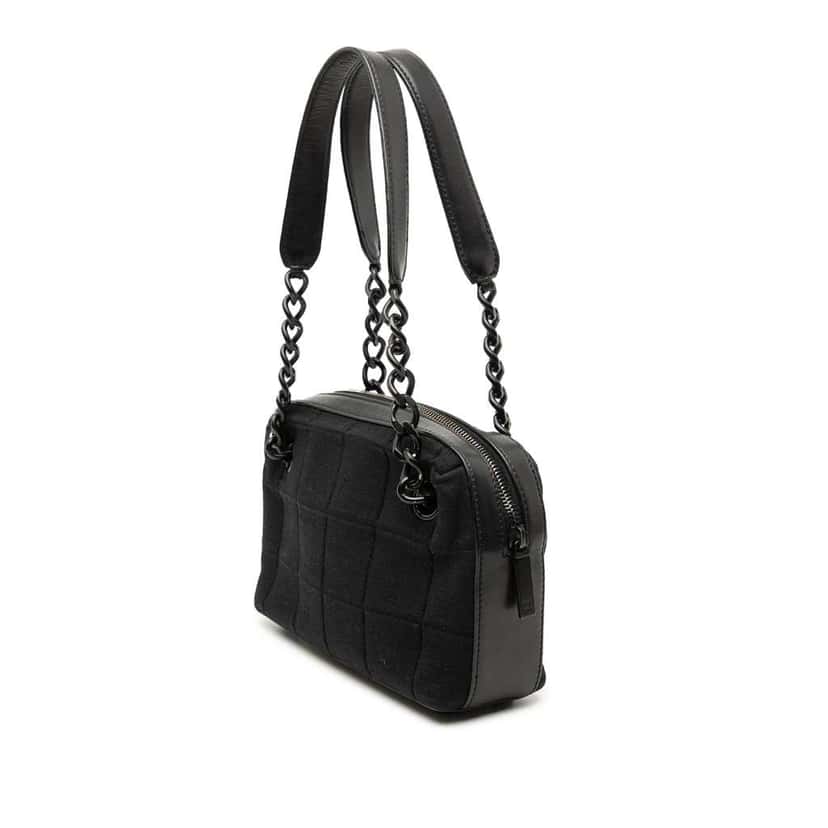 Chanel CC Chocolate Bar Jersey Handbag Black Cotton Very good condition - Back View