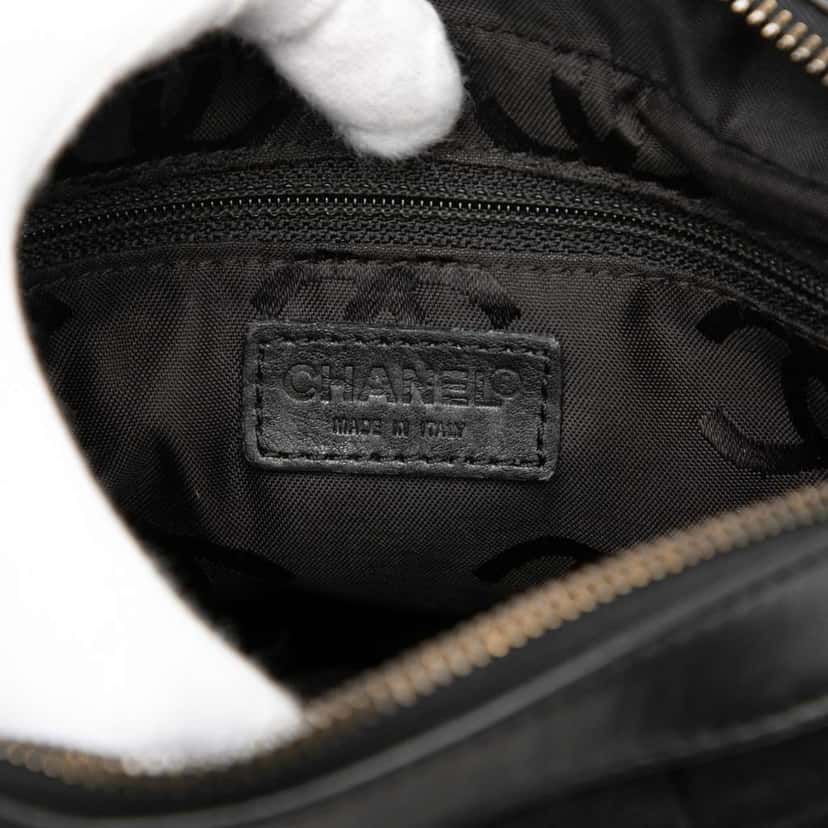 Chanel CC Chocolate Bar Jersey Handbag Black Cotton Very good condition - Box View