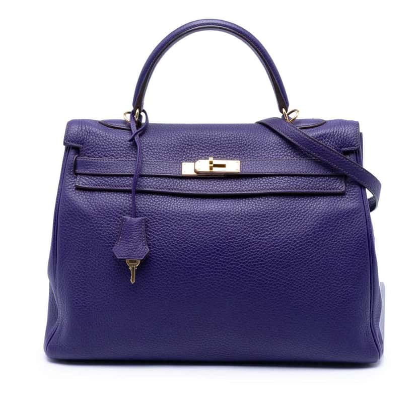 Hermès Togo Kelly II Retourne 35 Purple Leather Very good condition - Front View