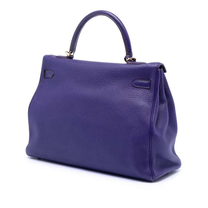 Hermès Togo Kelly II Retourne 35 Purple Leather Very good condition - Back View