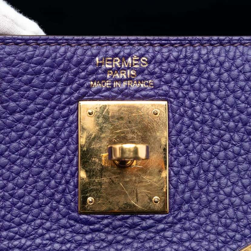 Hermès Togo Kelly II Retourne 35 Purple Leather Very good condition - Box View