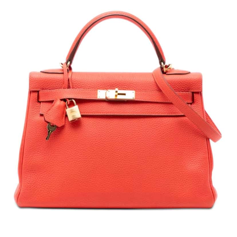 Hermès Togo Kelly II Retourne 32 Orange Leather Very good condition - Front View