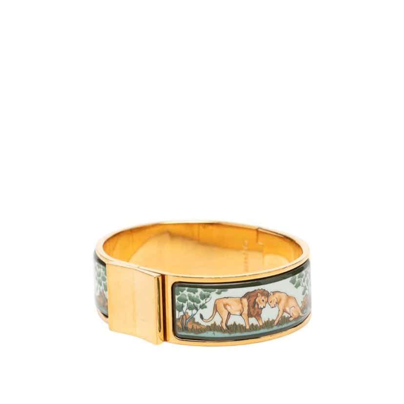 Hermès Wide Enamel Safari Loquet Bracelet PM White Very good condition - Back View
