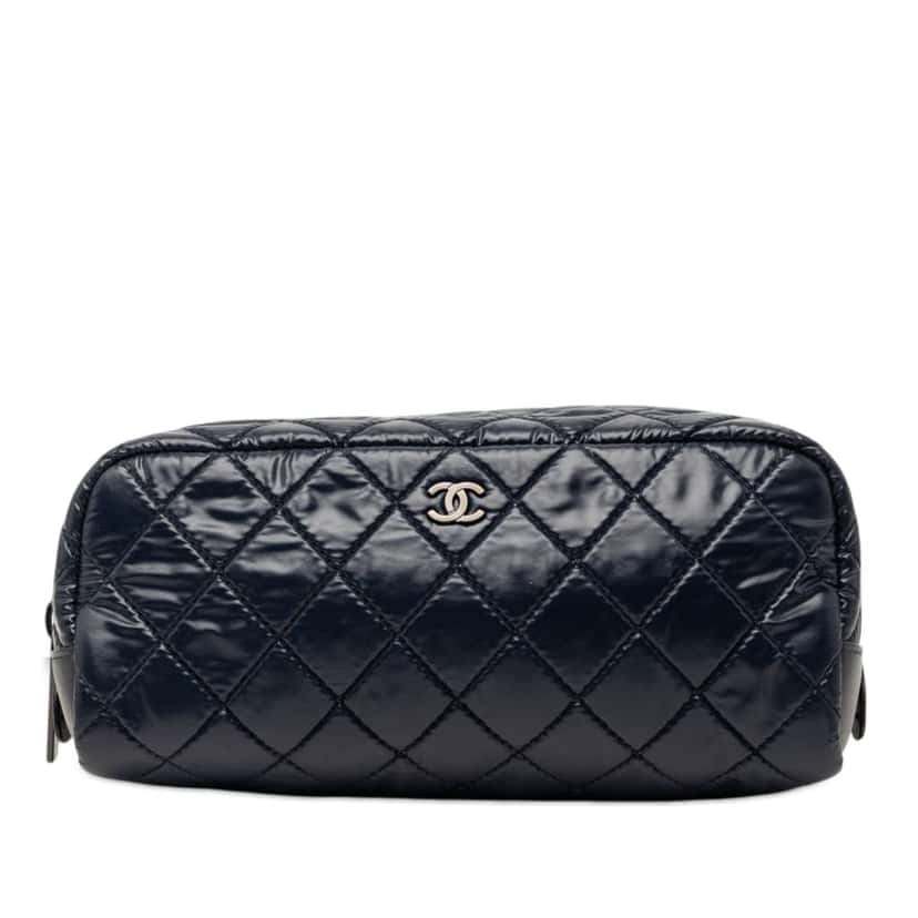 Chanel Quilted Nylon Coco Cocoon Pouch Blue Very good condition - Front View