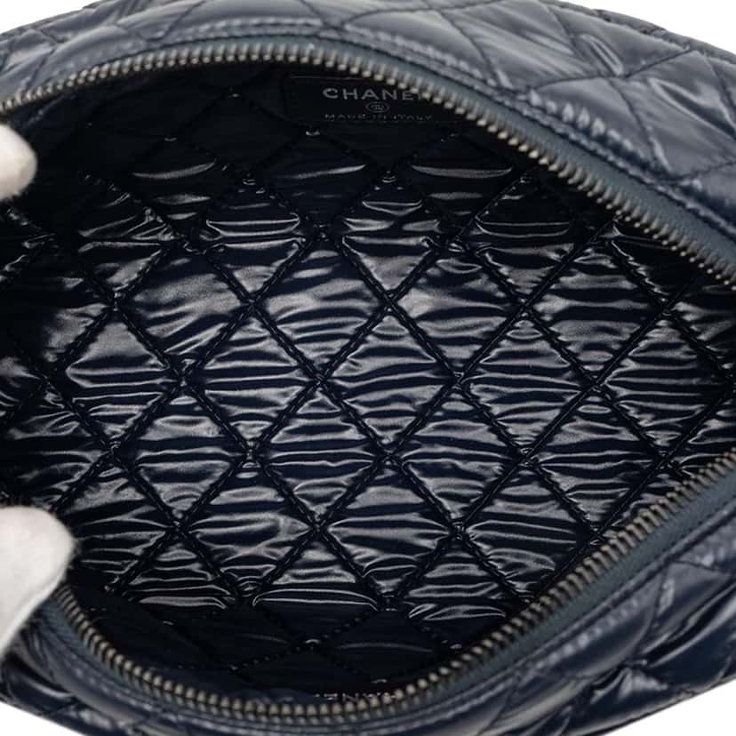 Chanel Quilted Nylon Coco Cocoon Pouch Blue Very good condition - Model View