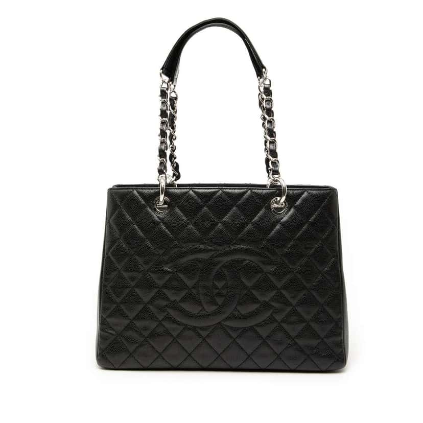 Chanel Caviar Grand Shopping Tote Black Leather Very good condition - Front View