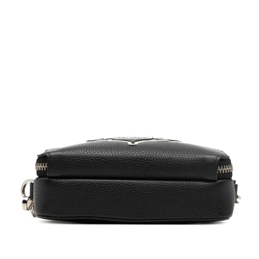 Dior Shawn Stussy Grained Calfskin Double Zip Pouch with Strap Black Leather Very good condition - Inside View