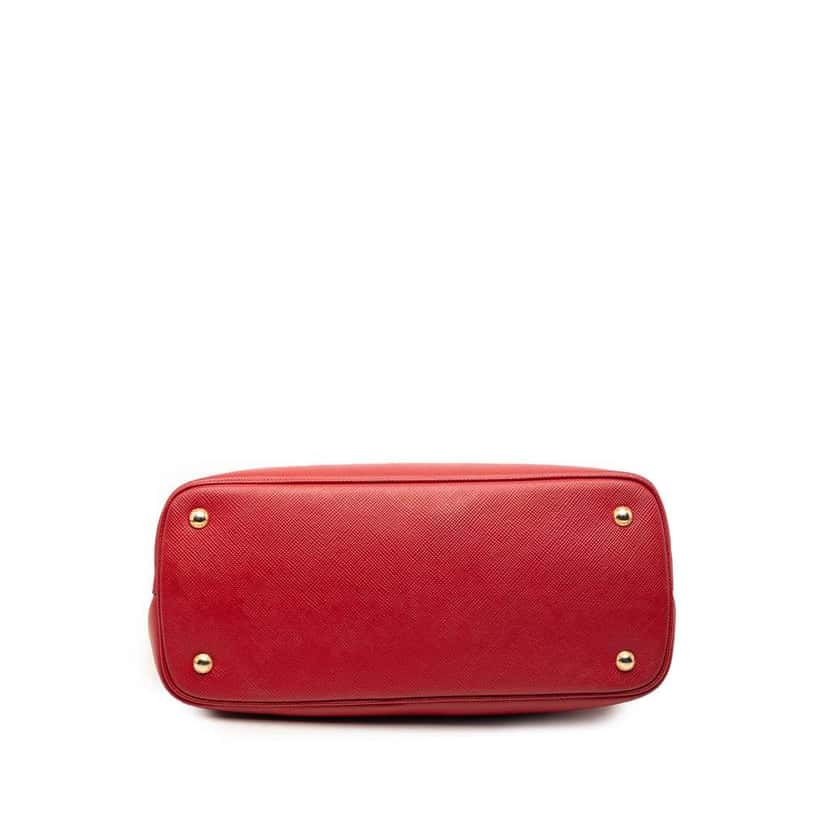 Prada Medium Saffiano Cuir Double Satchel Red Leather Very good condition - Inside View