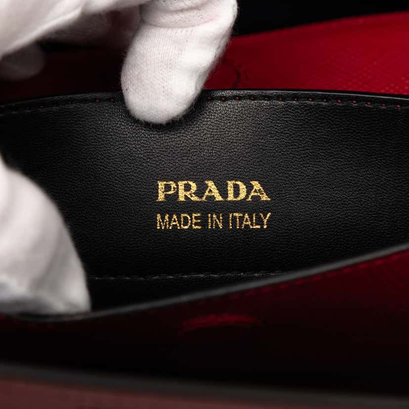 Prada Medium Saffiano Cuir Double Satchel Red Leather Very good condition - Box View