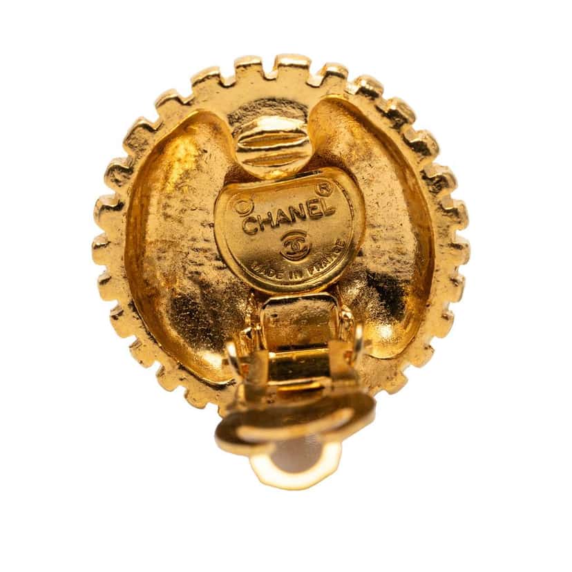 Chanel Gold Plated CC Round Clip On Earrings Gold Metal Very good condition - Inside View
