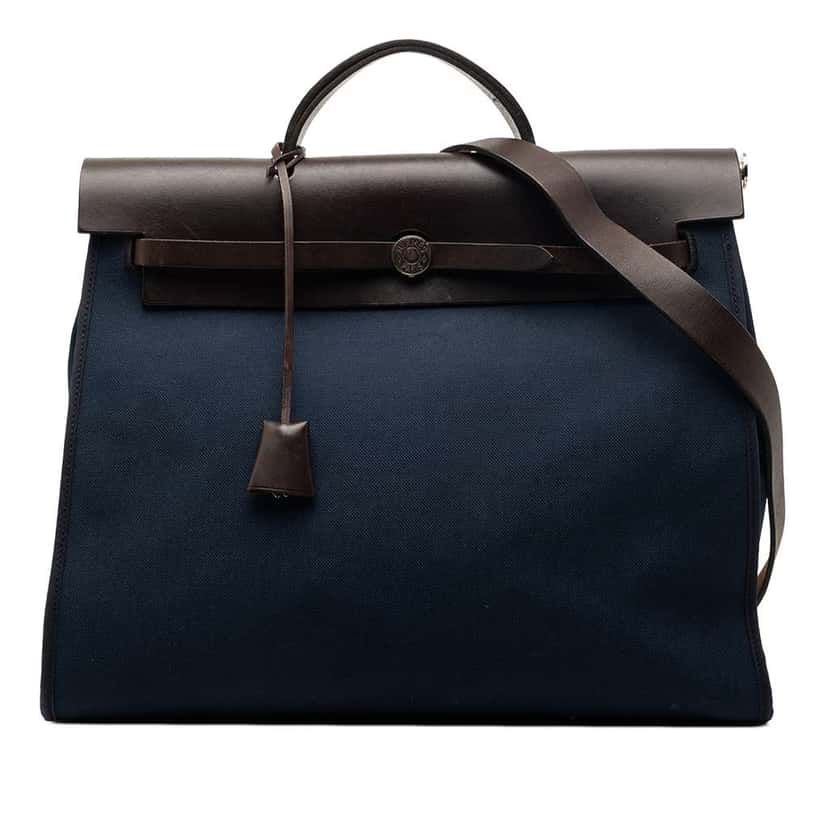 Hermès Toile Herbag Zip 39 Blue Canvas Very good condition - Front View