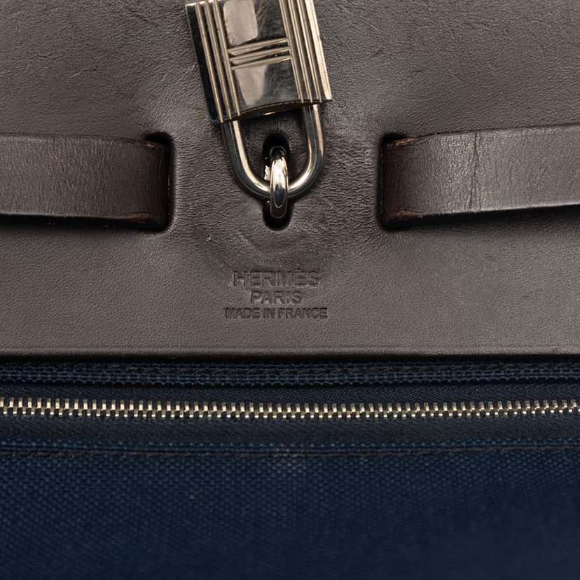 Hermès Toile Herbag Zip 39 Blue Canvas Very good condition - Box View