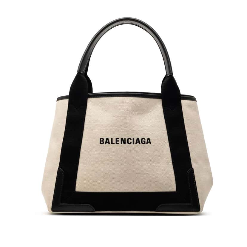 Balenciaga Canvas Navy Cabas Tote S White Canvas Very good condition - Front View