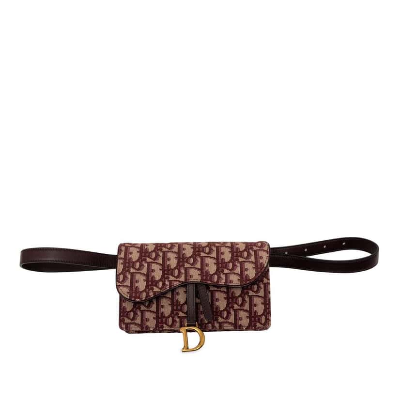 Dior Oblique Canvas Saddle Belt Bag Red Canvas Very good condition - Front View