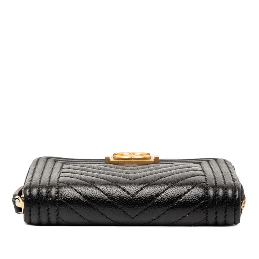 Chanel Chevron Caviar Boy Coin Pouch Black Leather Very good condition - Inside View