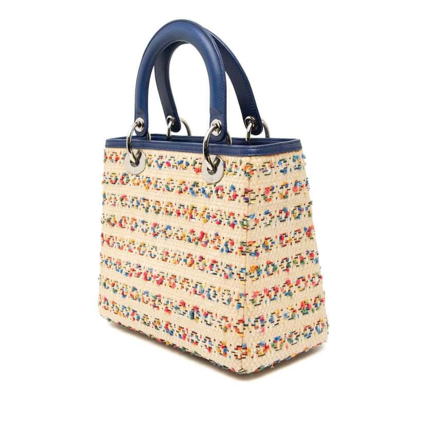 Dior Medium Woven Raffia Lady Dior Beige Very good condition - Back View