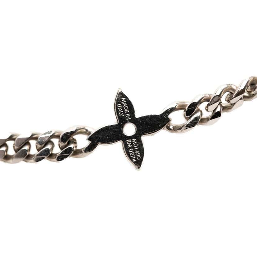 Louis Vuitton Brass Monogram Row Necklace Silver Brass Very good condition - Inside View
