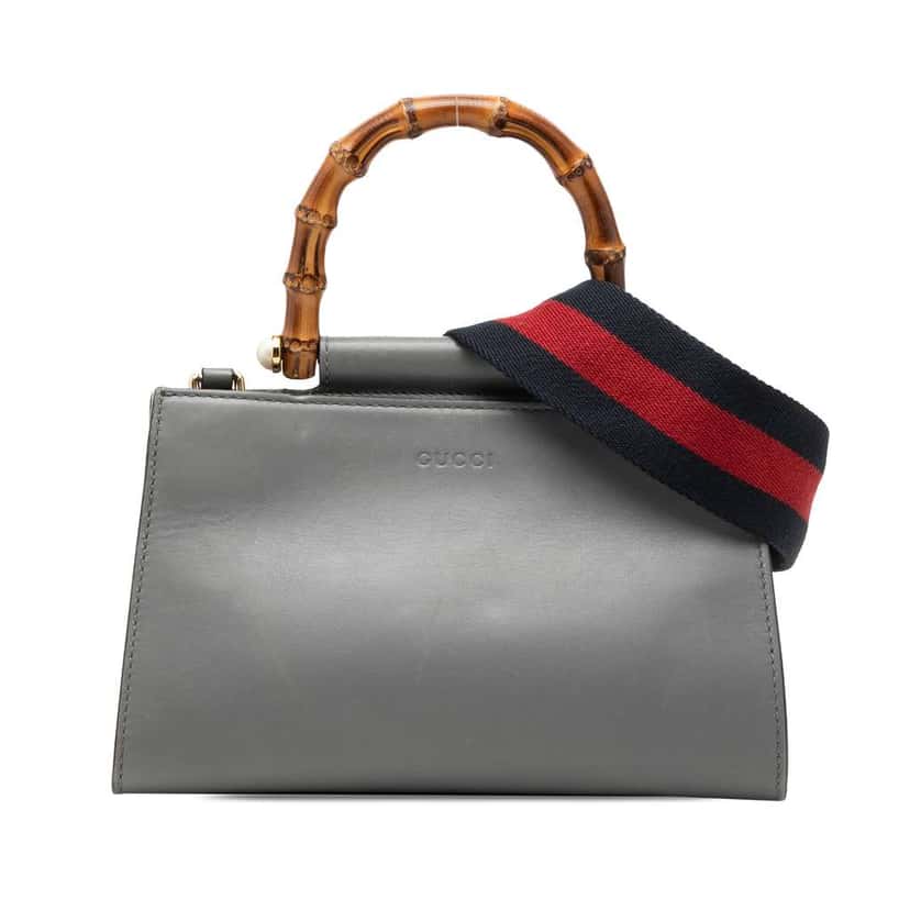 Gucci Mini Leather Bamboo Web Nymphaea Grey Leather Very good condition - Front View