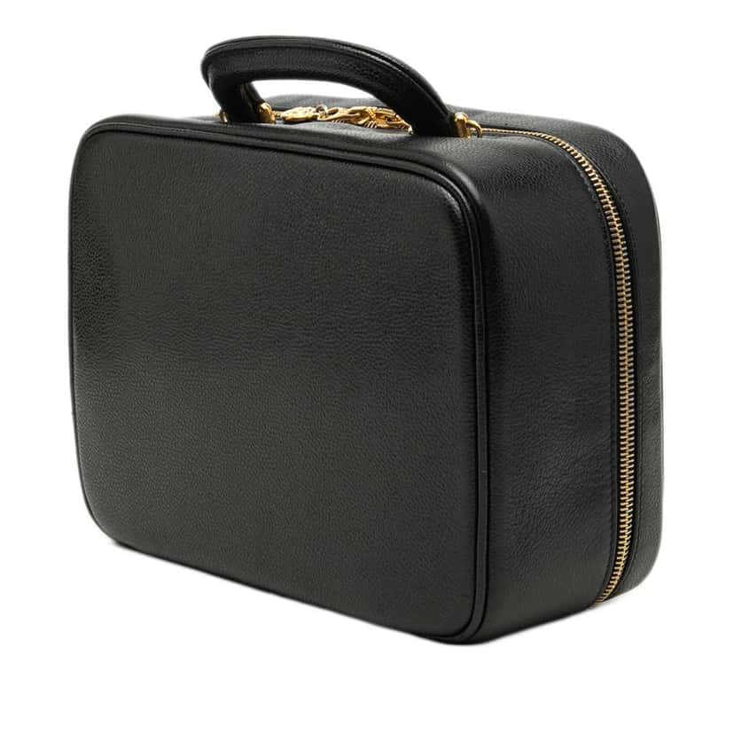 Chanel CC Caviar Vanity Case Black Leather Very good condition - Back View