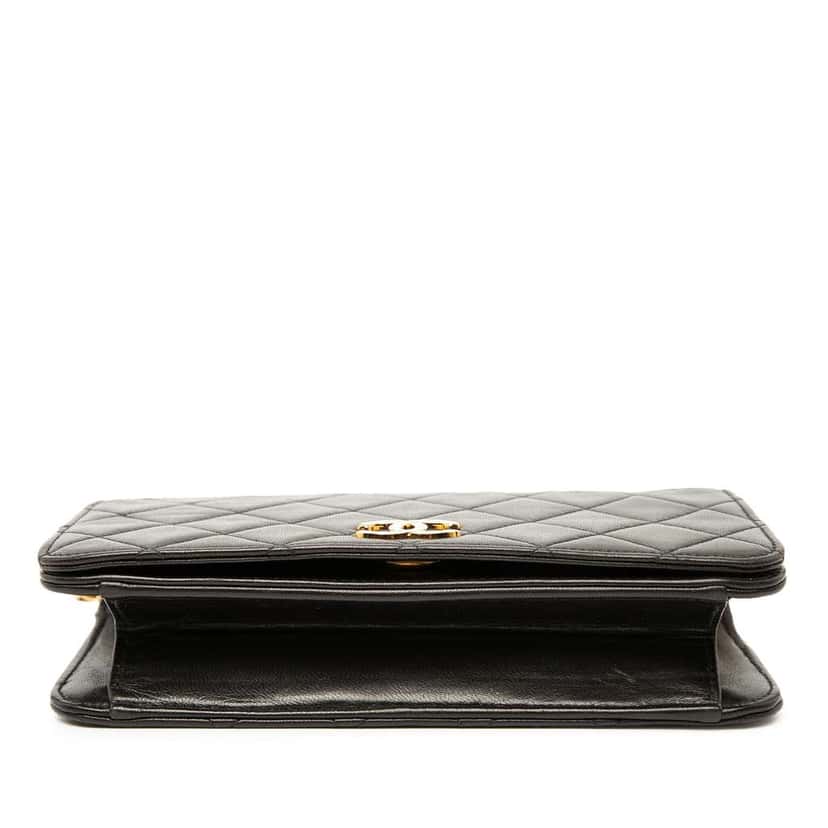 Chanel CC Quilted Lambskin Full Flap Wallet on Chain Black Leather Very good condition - Inside View
