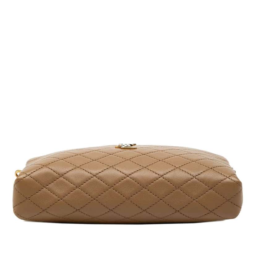 Saint Laurent Mini Quilted Lambskin Gaby Zippered Pouch Brown Leather Very good condition - Inside View
