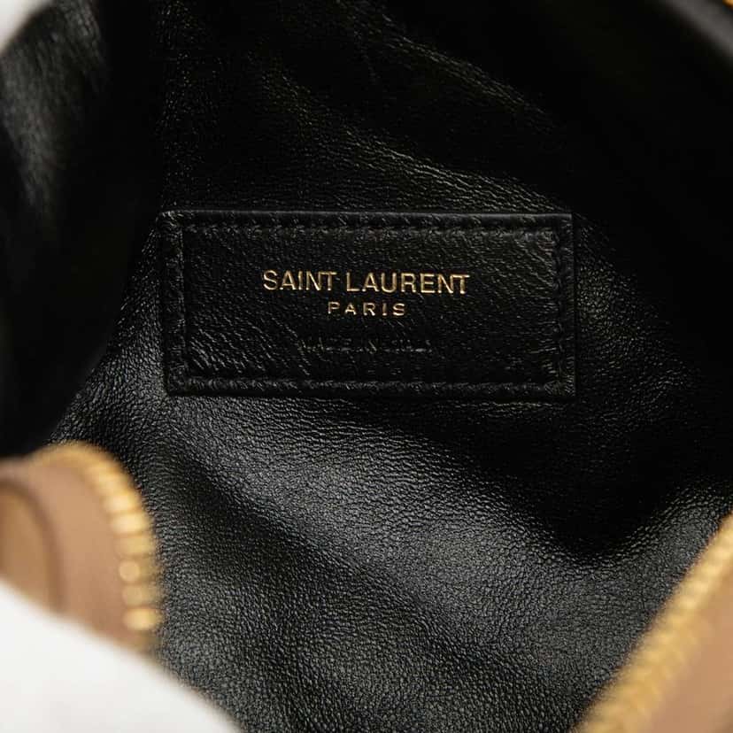 Saint Laurent Mini Quilted Lambskin Gaby Zippered Pouch Brown Leather Very good condition - Box View