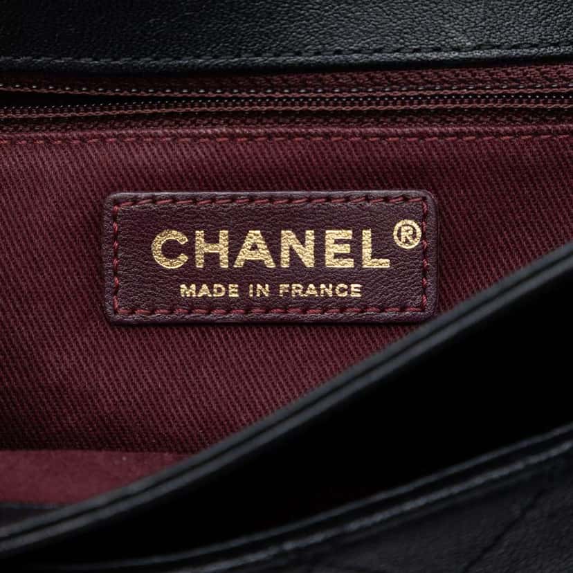Chanel Large Quilted Sheepskin Front Chain Flap Black Leather Good condition - Box View