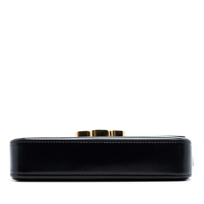 Celine Shiny Calfskin Claude Shoulder Bag Black Leather Good condition - Inside View