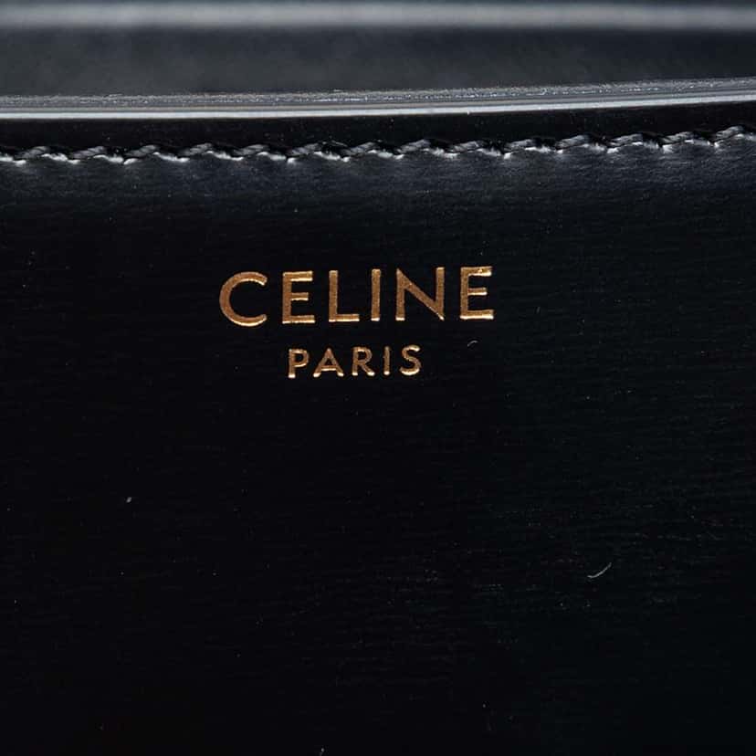 Celine Shiny Calfskin Claude Shoulder Bag Black Leather Good condition - Box View