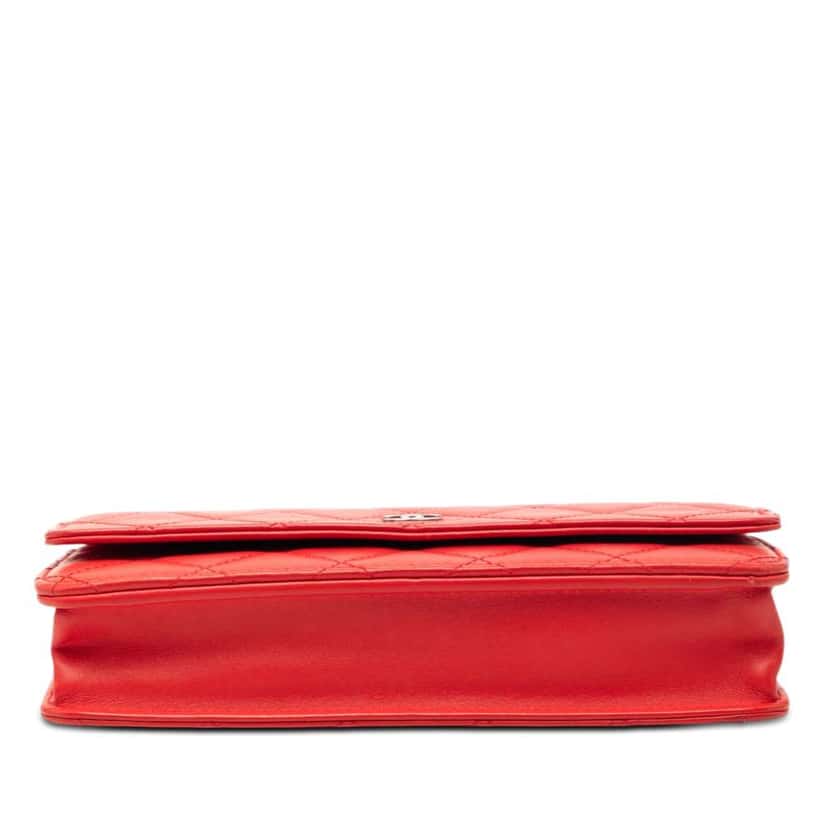 Chanel CC Quilted Lambskin Wallet on Chain Red Leather Good condition - Inside View