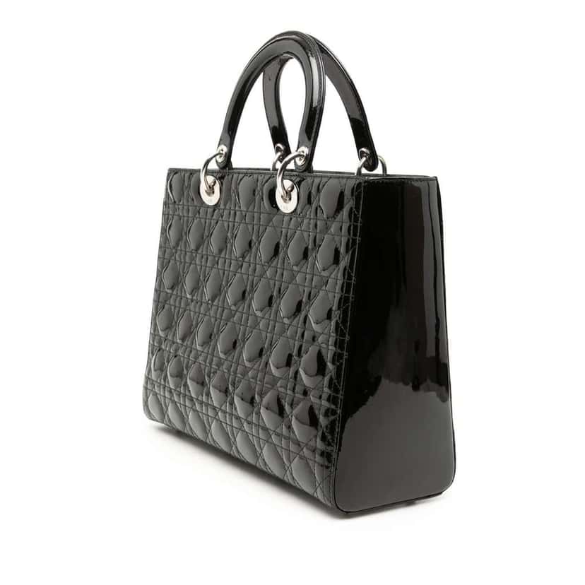 Dior Large Patent Cannage Lady Dior Black Leather Good condition - Back View