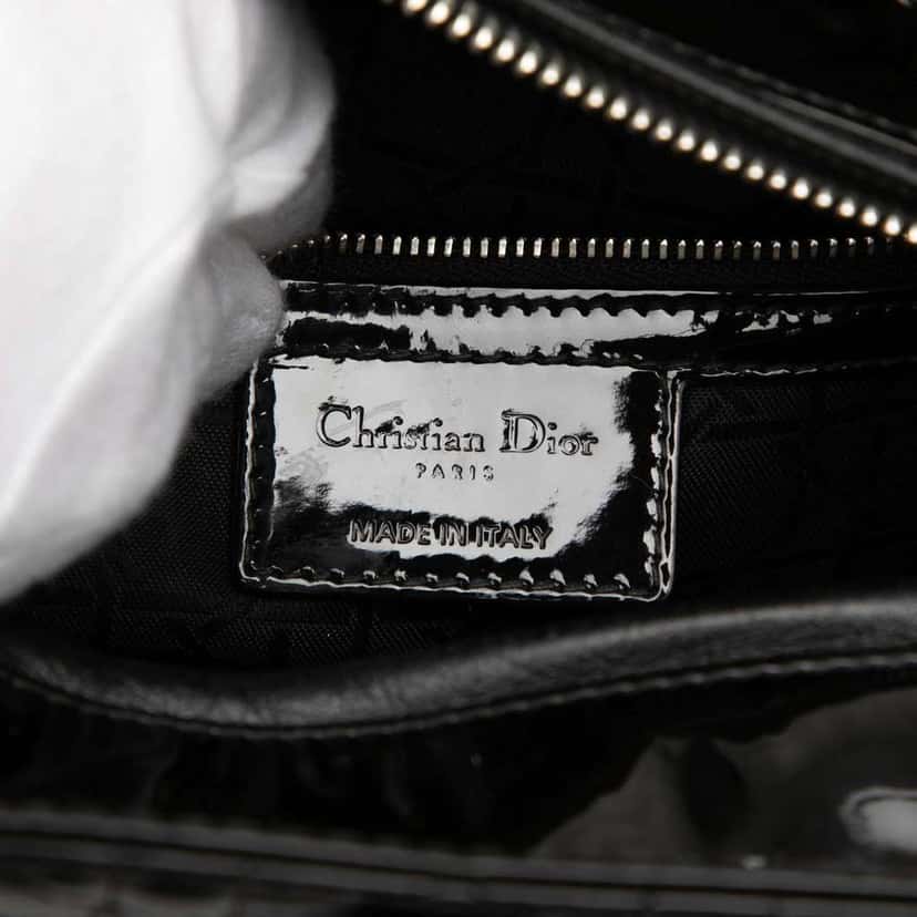 Dior Large Patent Cannage Lady Dior Black Leather Good condition - Box View