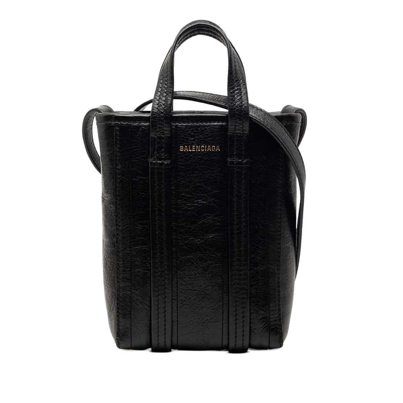 Balenciaga Mini Lambskin Barbes North South Shopper Bag Black Leather Good condition - Front View