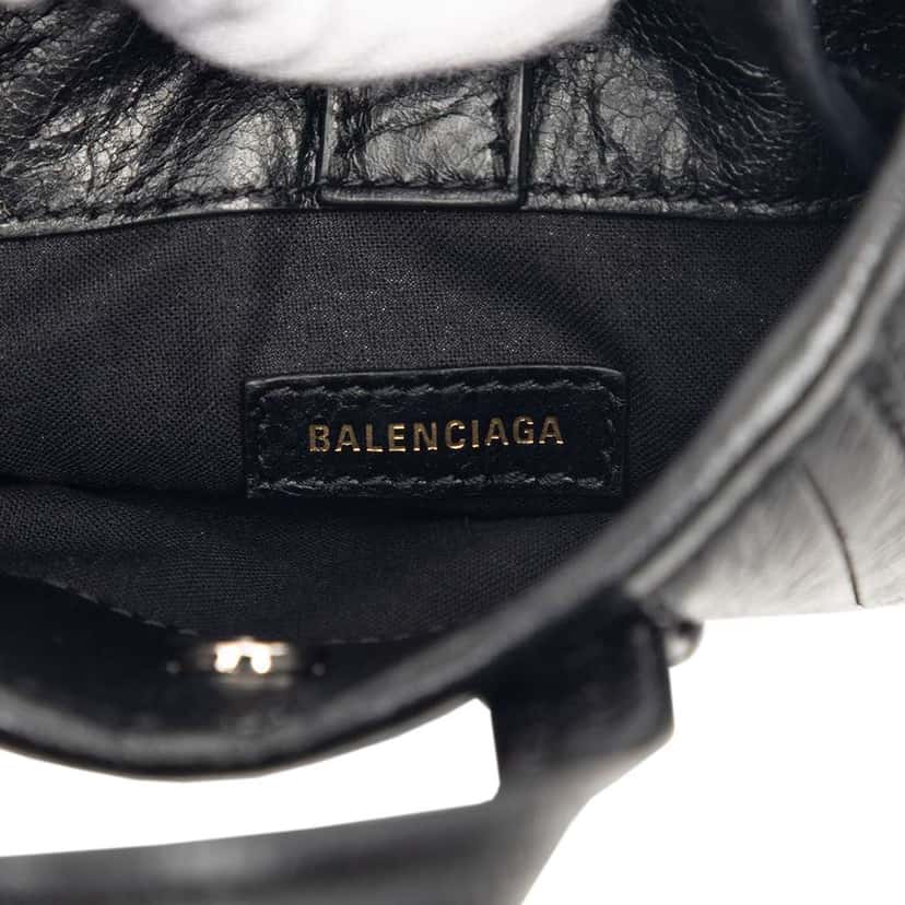 Balenciaga Mini Lambskin Barbes North South Shopper Bag Black Leather Good condition - Box View