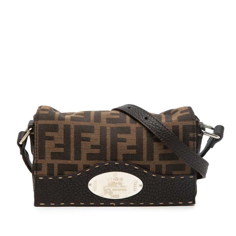 Fendi Zucca Canvas Selleria Crossbody Brown Canvas Good condition - Front View