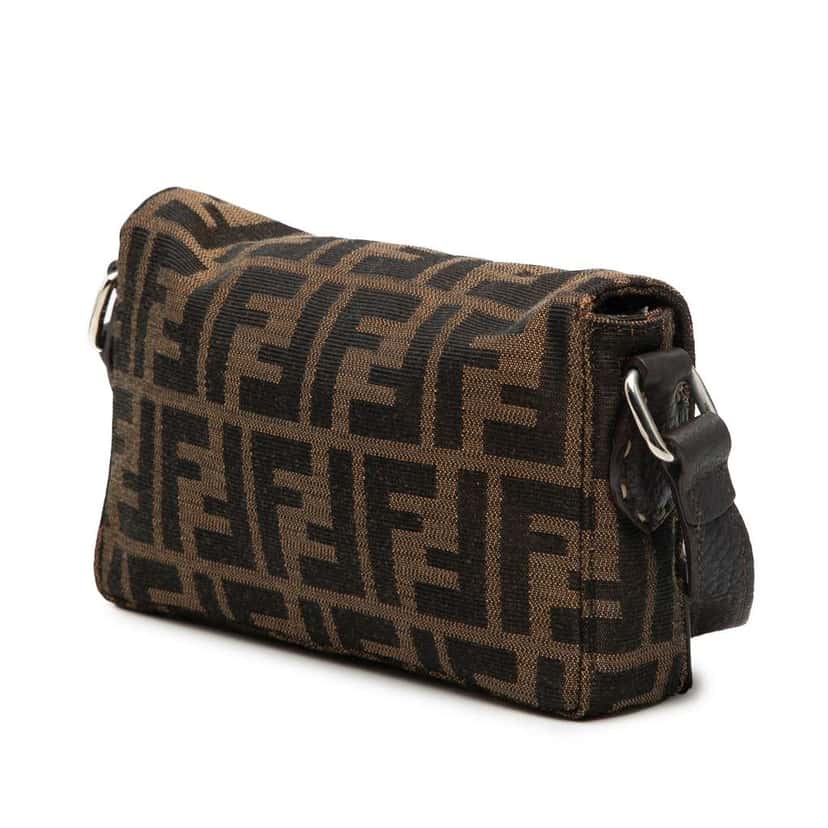 Fendi Zucca Canvas Selleria Crossbody Brown Canvas Good condition - Back View