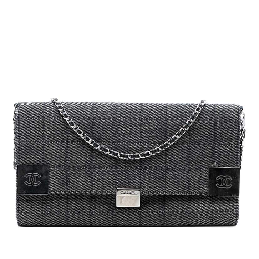 Chanel CC Chocolate Bar Denim Flap Grey Denim Good condition - Front View