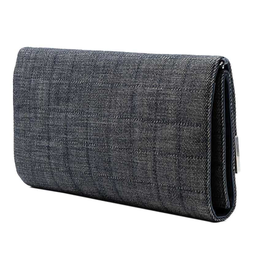 Chanel CC Chocolate Bar Denim Flap Grey Denim Good condition - Back View
