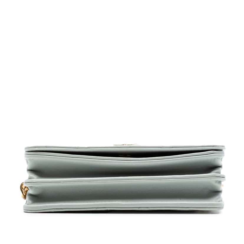 Chanel Mini CC Quilted Lambskin Bijoux Wallet on Chain Blue Leather Good condition - Inside View