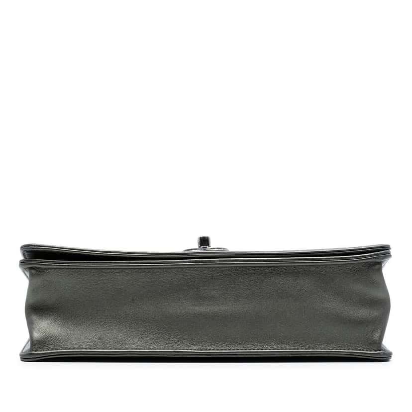 Chanel Medium Embossed Calfskin Propeller Flap Grey Leather Good condition - Inside View