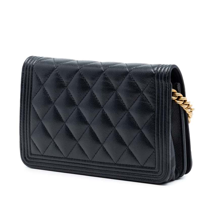 Chanel Quilted Caviar Boy Wallet on Chain Black Leather Good condition - Back View