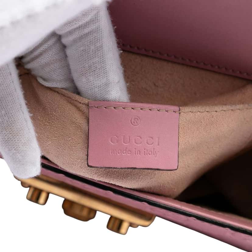 Gucci Small Guccissima Padlock Crossbody Pink Leather Very good condition - Box View