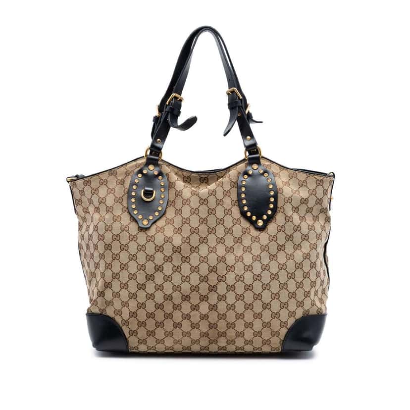Gucci GG Canvas Patti Studed Hobo Beige Canvas Very good condition - Front View