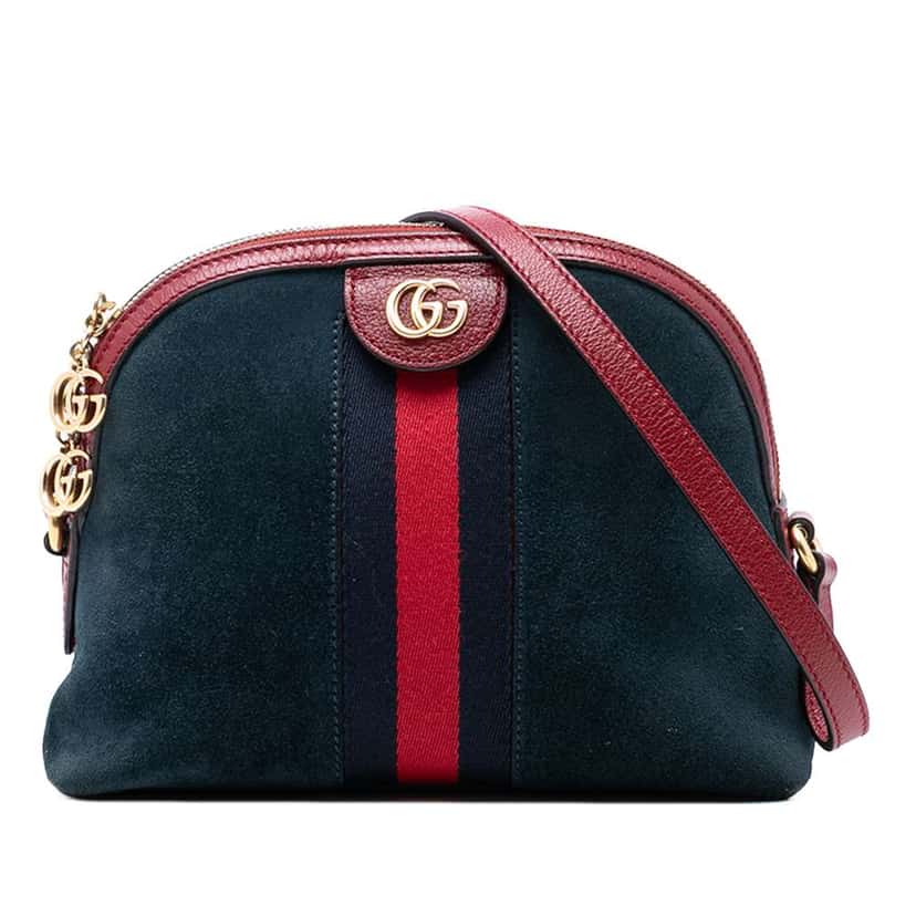 Gucci Small Suede Web Ophidia Dome Crossbody Blue Leather Very good condition - Front View