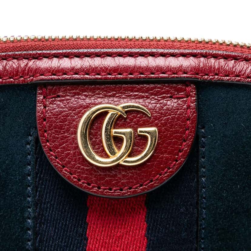 Gucci Small Suede Web Ophidia Dome Crossbody Blue Leather Very good condition - Box View