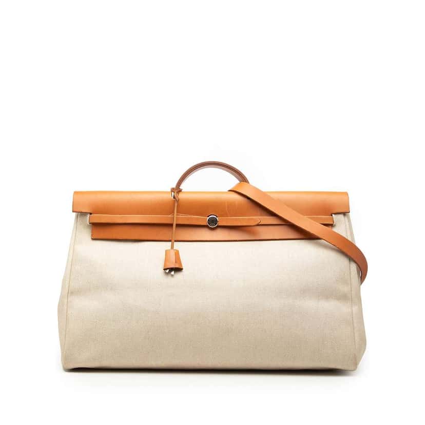 Hermès Toile and Vache Hunter Herbag Zip Cabine 50 Beige Canvas Good condition - Front View