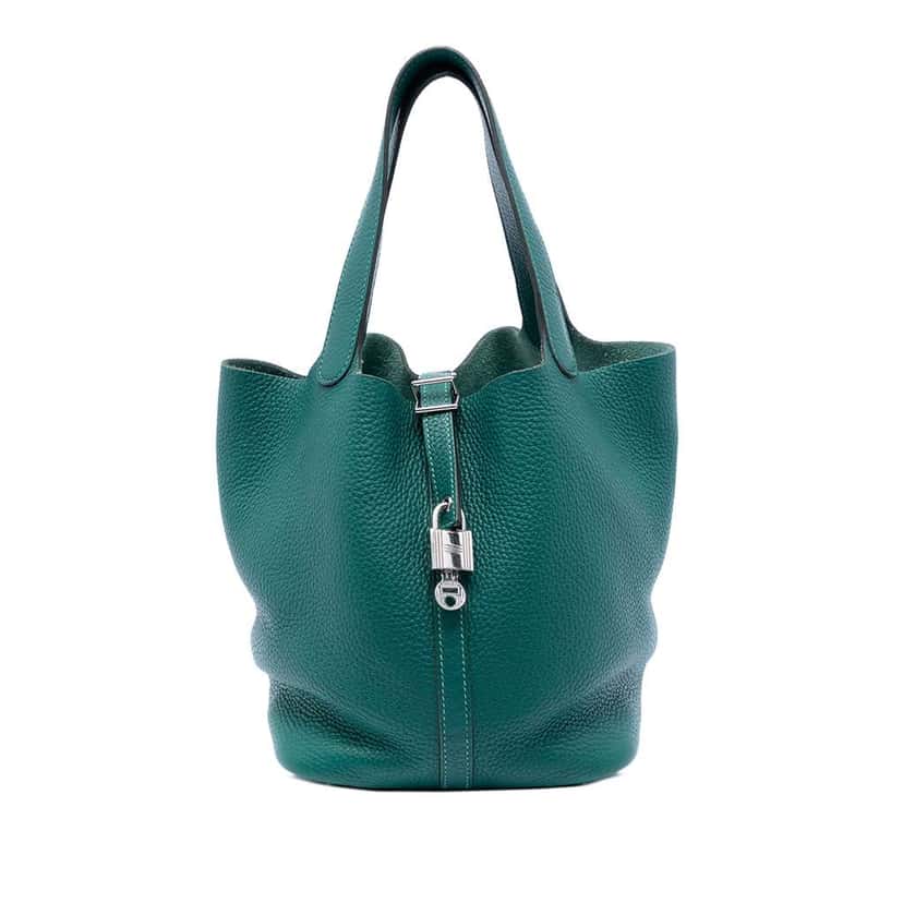 Hermès Clemence Picotin Lock 22 Green Leather Very good condition - Front View